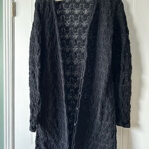 Jones New York Black Long Knit Cardigan